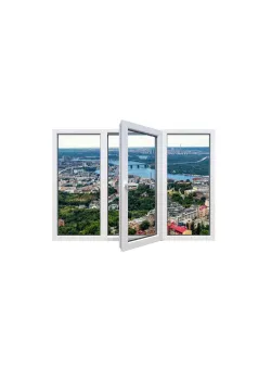 Металлопластиковое окно Salamander BluEvolution 92 трёхстворчатое с поворотно-откидной створкой 2200x1300 мм