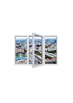 Металлопластиковое окно Epsilon Optima трёхстворчатое с поворотно-откидной створкой 2100x1100 мм