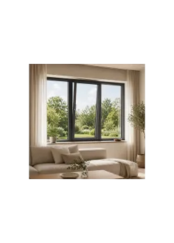 Металопластикове вікно Антрацит Rehau Euro 70 тристулкове з поворотно-відкидною стулкою 2100x1400 мм