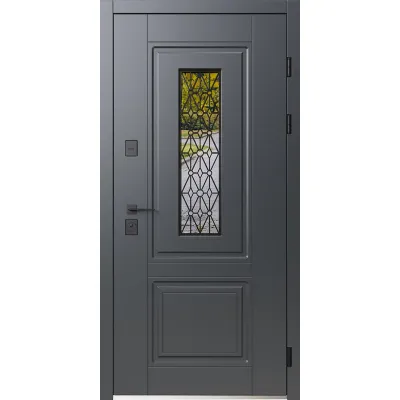 Вхідні Двері Геліос ArWood RAL 7016/ПВХ біле дерево Sarmak-0