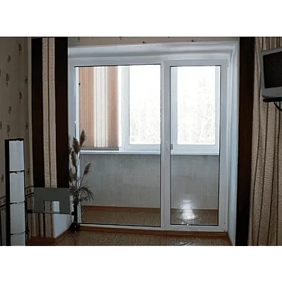 Балконный блок Aluplast Ideal 2000 с глухим панорамным окном в пол 2100 x 2000 мм-2