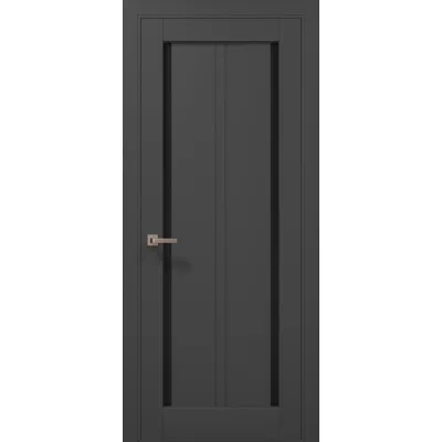 Межкомнатные Двери Папа Карло Millenium ML-623 темно-серый супермат Черное стекло ПВХ плёнка-0