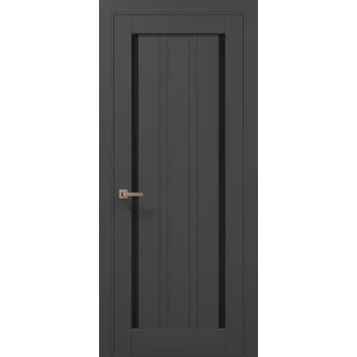 Межкомнатные Двери Папа Карло Millenium ML-624 темно-серый супермат Черное стекло ПВХ плёнка-0