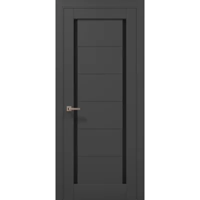 Міжкімнатні Двері Папа Карло Millenium ML-625 темно-сірий супермат Чорне скло ПВХ плівка-0
