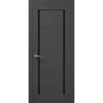 Межкомнатные Двери Папа Карло Millenium ML-626 темно-серый супермат Черное стекло ПВХ плёнка-0