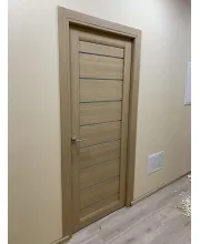 Двері Leador Doors Neapol сіре дерево Чорне скло