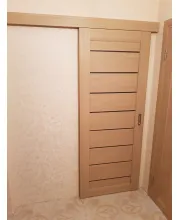 Міжкімнатні Двері Leador Doors Neapol дуб мокко Чорне скло ПВХ плівка