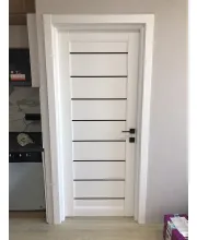 Межкомнатные Двери Leador Doors Neapol Белые Черное стекло ПВХ плёнка