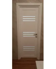 Міжкімнатні Двері Leador Doors Sovana дуб латте Чорне скло ПВХ плівка