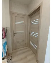 Міжкімнатні Двері Leador Doors Sovana монблан Чорне скло ПВХ плівка