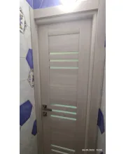 Міжкімнатні Двері Leador Doors Sovana дуб латте Чорне скло ПВХ плівка