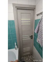 Міжкімнатні Двері Leador Doors Sovana дуб латте Чорне скло ПВХ плівка