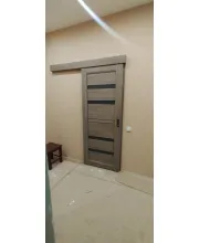 Міжкімнатні Двері Leador Doors Cremona білий матовий Чорне скло ПВХ плівка