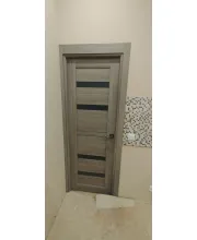Міжкімнатні Двері Leador Doors Cremona білий матовий Чорне скло ПВХ плівка