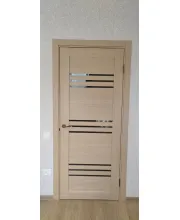 Міжкімнатні Двері Leador Doors Sovana дуб мокко Чорне скло ПВХ плівка