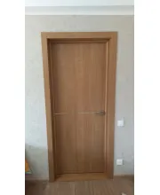 Межкомнатные Двери Darumi Doors Plato Line PTL-03 дуб натуральный (декор с алюминия черного цвета) Ламинатин