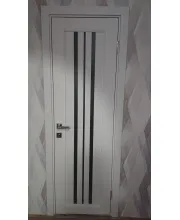 Межкомнатные Двери Darumi Doors Stella белый матовый Черное стекло Ламинатин