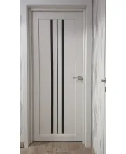 Межкомнатные Двери Darumi Doors Stella белый матовый Черное стекло Ламинатин