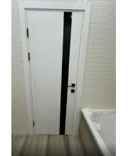 Межкомнатные Двери Darumi Doors Plato Line PTL-04 белый матовый Черное стекло Ламинатин
