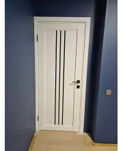 Міжкімнатні Двері Leador Doors Verona Білі Чорне скло ПВХ плівка