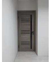 Міжкімнатні Двері Leador Doors Compania сіре дерево Чорне скло ПВХ плівка Міжкімнатні Двері Leador Doors Compania сіре дерево Чорне скло ПВХ плівка