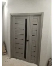 Міжкімнатні Двері StilDoors SOFIA полуторні Чорне скло ПВХ плівка
