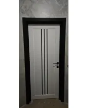 Міжкімнатні Двері Leador Doors Verona Білі Чорне скло ПВХ плівка