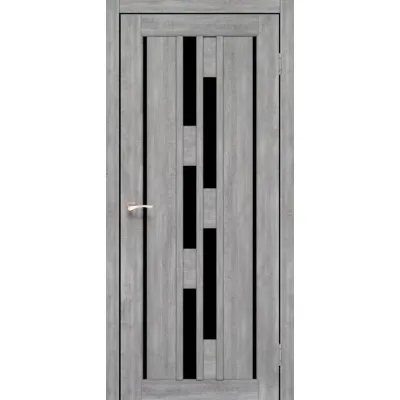 Межкомнатные Двери Korfad Venecia Deluxe VND-05 Эш-вайт Черное стекло ПВХ плёнка-0