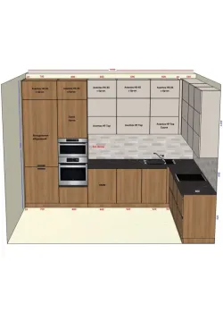 Угловая кухня на заказ Орех медовый / Topmat 16F Платиновый №340 19.01.2026