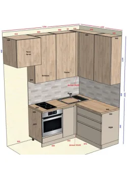 Угловая кухня на заказ Дуб Эндгрейн №387 04.03.2026