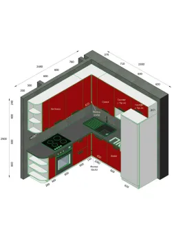 Угловая кухня на заказ крашеный МДФ 26.02.2024