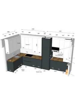 Угловая кухня на заказ крашеный МДФ RAL 9003, RAL 7016, Дуб хантон №143 09.10.2024