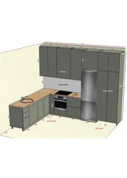 Угловая кухня на заказ RAL 7033 №194 19.11.2024