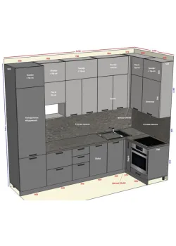 Угловая кухня на заказ Серый / Графит №207 06.12.2024