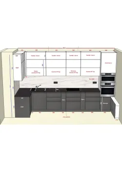 Кухня на заказ Г-образная крашеный МДФ RAL 9003 / 9005 №255 25.02.2025