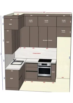 Угловая кухня на заказ крашеный МДФ №256 26.02.2025