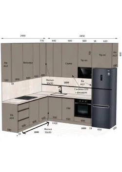 Угловая кухня на заказ Серый Шелк №323 19.12.2025