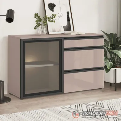 Комод с витриной Комфорт Flex 1200 мм ДСП фасад Тоффи для посуды-0