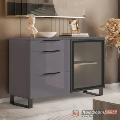 Комод с витриной Комфорт Flex 1.2 м из МДФ Графитовый для посуды-0