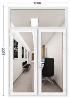 Металопластикові двері WDS 6S з фрамугою 1600 x 2600