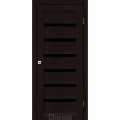 Межкомнатные Двери Darumi Doors Vela дуб честнат Черное стекло Ламинатин-0