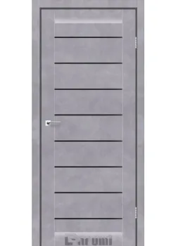 Двери Darumi Doors Leona серый бетон Черное стекло