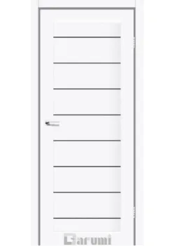 Двери Darumi Doors Leona белый матовый Черное стекло