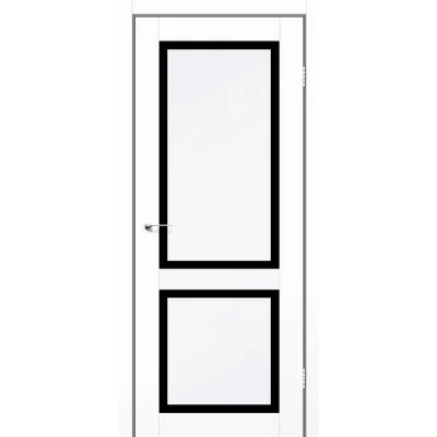 Межкомнатные Двери Darumi Doors RAMONA белый матовый Черное стекло Ламинатин-0