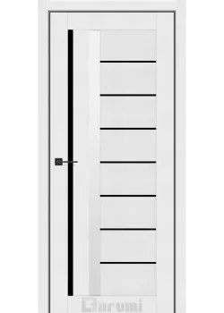 Двери Darumi Doors Floriana-01 белый текстурный Черное стекло