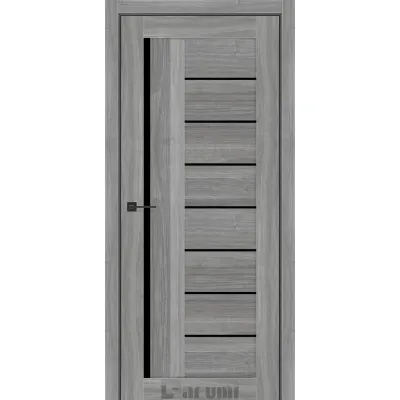 Міжкімнатні Двері Darumi Doors Floriana-01 горіх грей рівер Чорне скло Ламінатин-0
