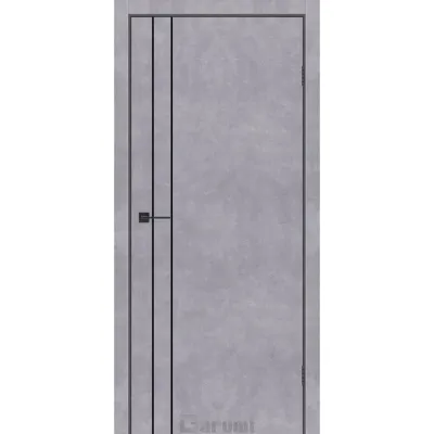 Межкомнатные Двери Darumi Doors Plato Line PTL-05 бетон серый молдинг и торцы алюминий черный Ламинатин-0