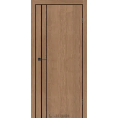 Межкомнатные Двери Darumi Doors Plato Line PTL-05 орех кендал молдинг и торцы алюминий черный Ламинатин-0