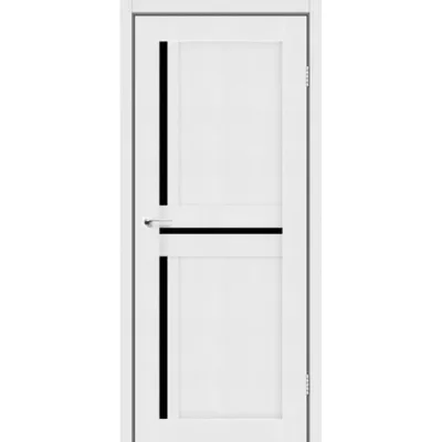 Межкомнатные Двери Darumi Doors Next белый текстурный Черное стекло Ламинатин-0