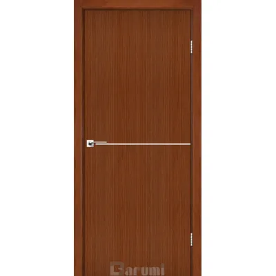 Міжкімнатні Двері Darumi Doors Plato Line PTL-03 горіх роял (декор з алюмінію кольору нікель) Ламінатин-0